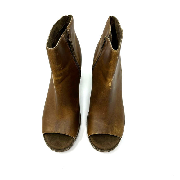 Timberland size 10‎  Tillston peep toe brown leather heeled boots A1V2A A3234 - Picture 2 of 9